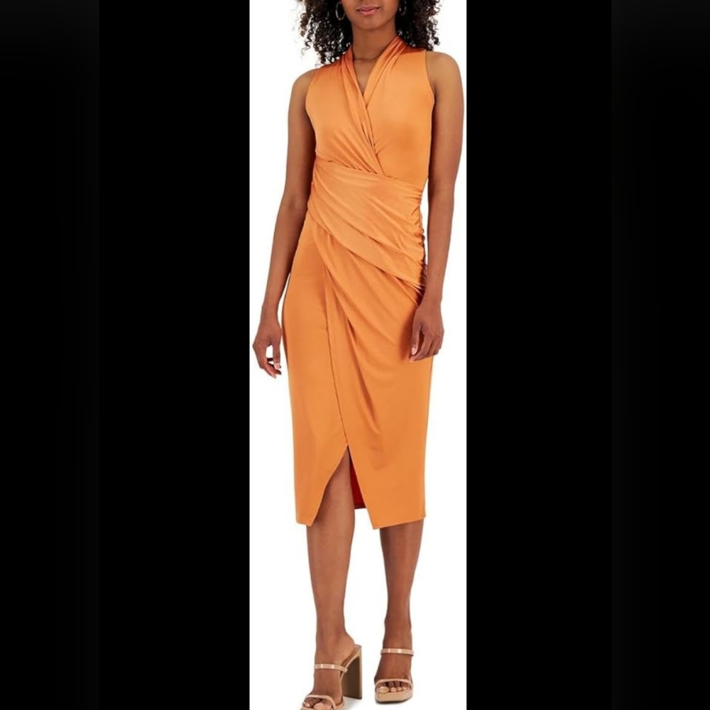Rachel RoyMidi Faux Wrap Sheath Dress